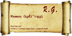 Remes Györgyi névjegykártya