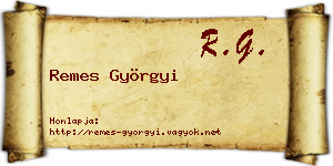 Remes Györgyi névjegykártya
